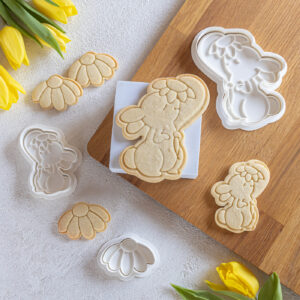 Kiškelis uostantis gėlytę + ramunė